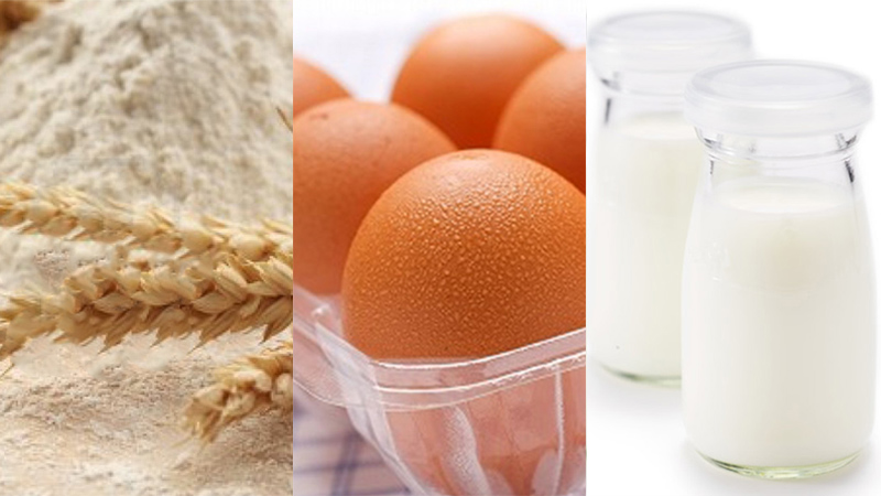 ほわいとぱりろーる素材の小麦粉や卵のイメージ写真