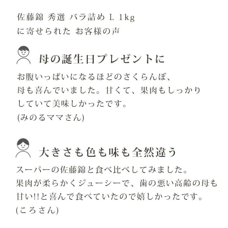 佐藤錦秀選バラ詰め1kgお客様の声