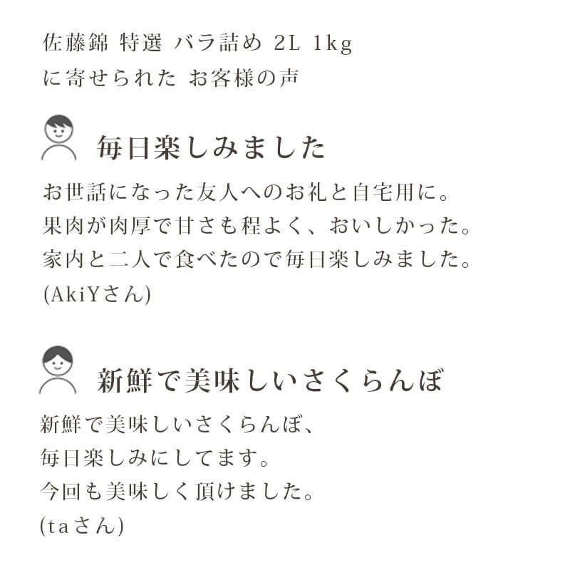 特選佐藤錦 大粒バラ詰め 1kgお客様の声