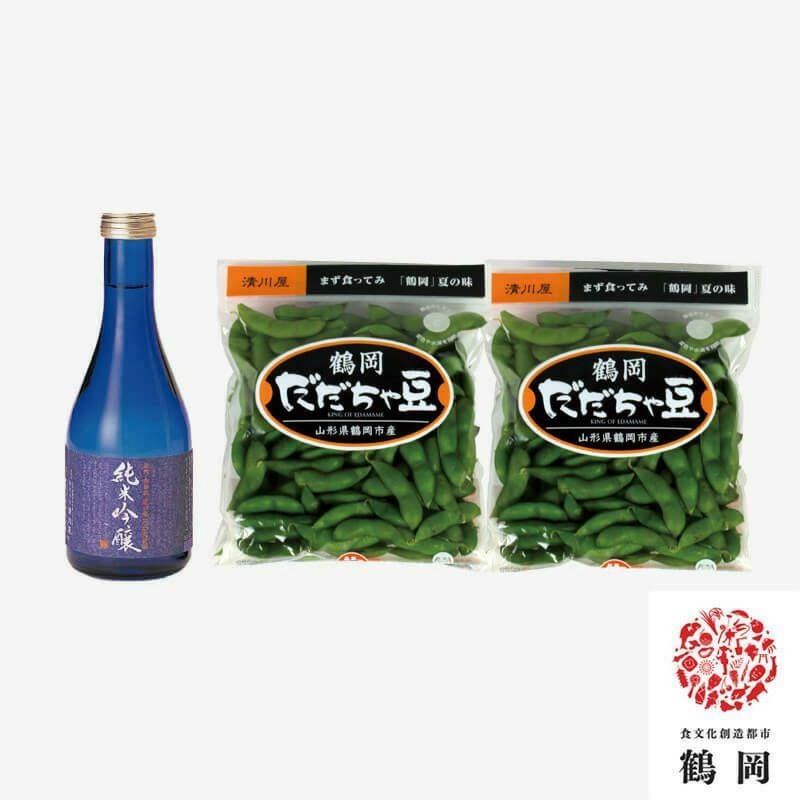 亀の尾純米吟醸×だだちゃ豆 セット ＜早生豆＞ 8月上～中旬お届けパッケージ
