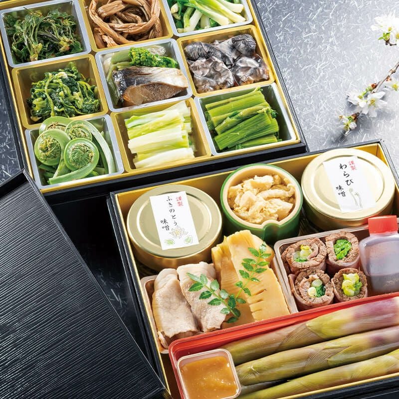 玉貴特製 新緑の山菜重箱 二段 〈山菜の重・料亭の重〉｜清川屋