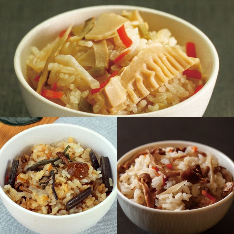 国産炊き込みごはんの素 筍・山菜・茸 3種詰合せ