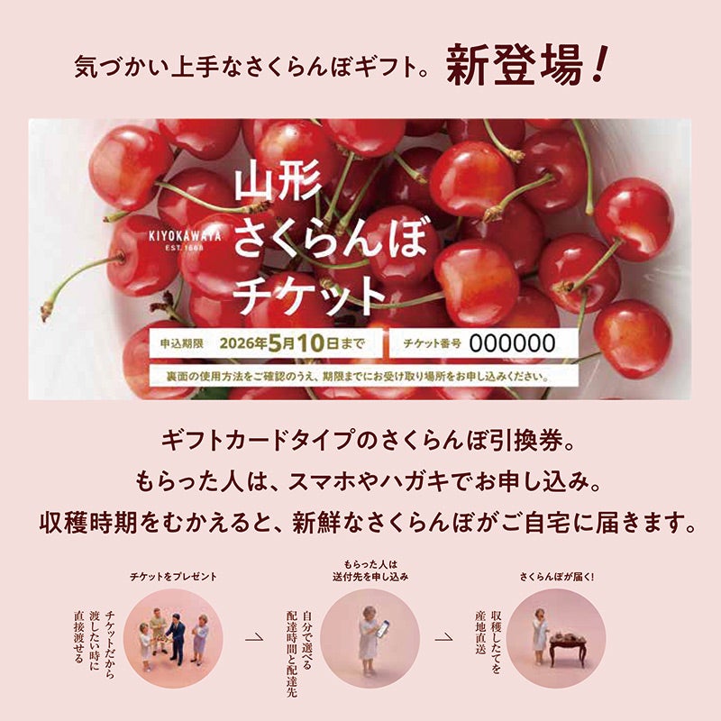 山形さくらんぼチケット (温室そだち 佐藤錦 さくらんぼ L 100g×2パック 4月下旬～6月上旬お届け)